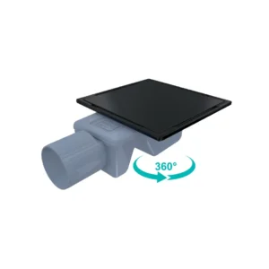 Square trap Valtemo INOX-S Saf. For tile black wet dry 360° rotating siphon 15*15cm VFD-744515