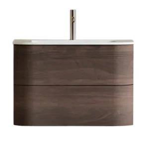Jade Washbasin unit Wavy Vertical Design Natural Dark Walnut White Matt Pull-out Washbasin 89*55*51.5cm JA24022-75-Cabinet
