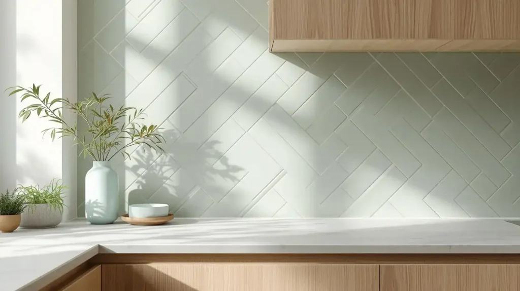 sage green pastel kitchen backsplash tiles 1