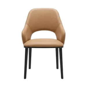 Kitchen chair in orange faux leather with metal legs HLY25-2308-ORANGE
