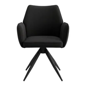 Kitchen chair upholstered in black faux leather with metal legs 25-2201-BLACK