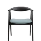 Kitchen chair with green leather surface and black ash wood frame SF002