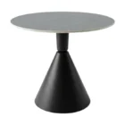 Kitchen table Miago gray matte stone round top with black metal legs conical 8075cm WL 330