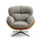 The reception chair was upholstered in white fabric with a swivel base. DY 0114 1WHITE 1 1